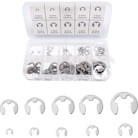 E-Clip Ring Retainer Ring Ring E-Clip Set Stainless Steel E-Clip Retainer Ring Set Steel Retaining Rings Sizes Press Stud
