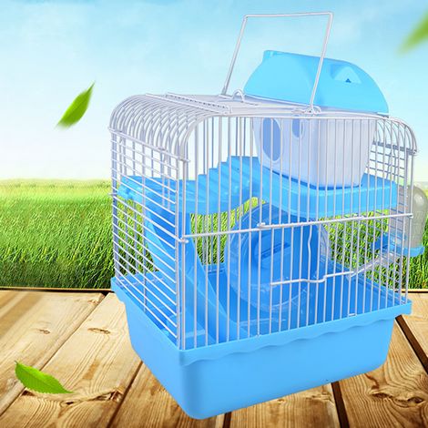 Cage pour animaux de compagnie, cage en fil de fer résistante aux chutes, portable, multifonctionnelle, double couche, grand espace, cage pour hamster marron (1/5)