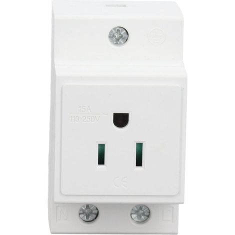 Toma de corriente CA de riel DIN confiable para panel de distribución, toma de corriente de nailon ignífugo para una fácil instalación (EE. UU. CA 110-250 V, 15 A) (1/4)