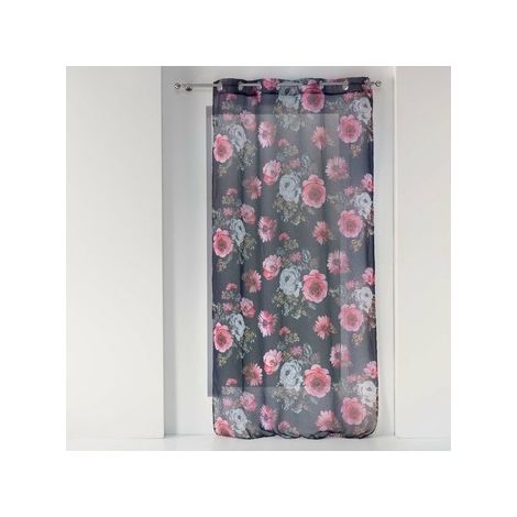 Voilage a oeillets 140 x 240 cm voile sable imprime flower life Prune (1/3)
