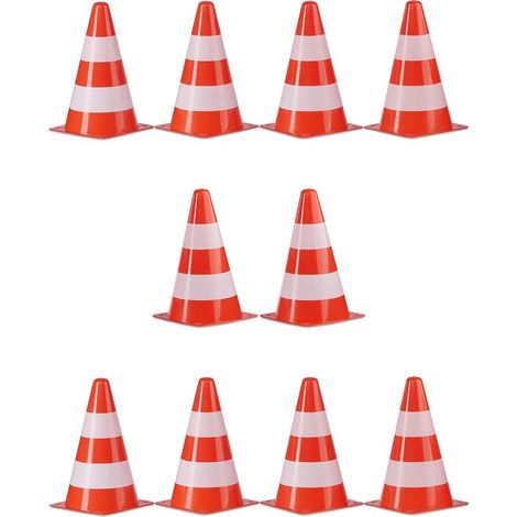 Lot de 10 cônes d'avertissement empilables pour sac de transport, sac à lacets, niches de marque, en pylone, 22 cm, orange/blanc (1/5)