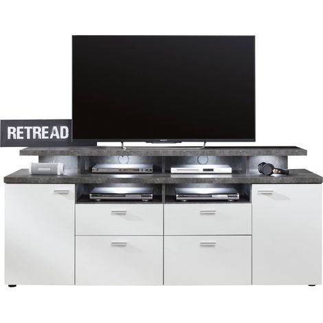 Meuble TV blanc mat Kolz 180 cm - Eclairage Sans (1/5)