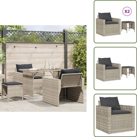 The Living Store 4-tlg. Garten-Sofagarnitur mit Kissen Hellgrau Poly Rattan - Gartenmöbel (1/5)