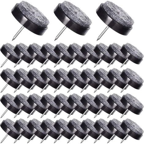 50 Pcs Patin Chaise a Clouer 24mm Tampon Chaise en Feutre pour Protéger Pieds des Meubles Noir (1/5)