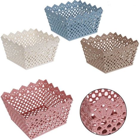 Cleafe - Cestino Portatutto Oggetti Cesto Multiuso Plastica Quadrato 18.2x18.2x11cm 79474 - (1/5)