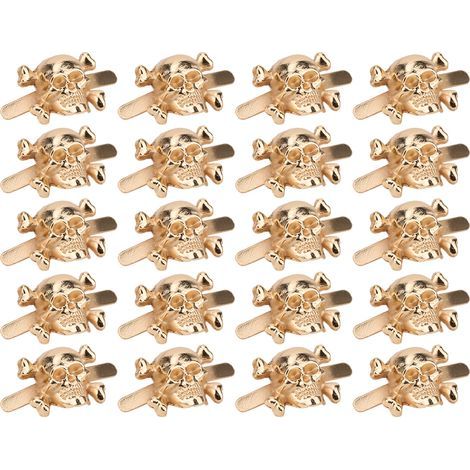 Set mit 20 Totenkopf-Nieten zum Selbermachen, Punk-Nieten für Armbänder, Taschen, Kleidung, Leder, Gold, 13 x 15 mm (1/5)