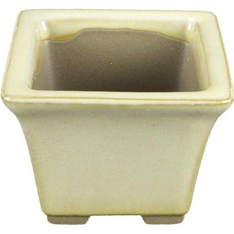 Vaso per bonsai Giapponese Morrisan quadrato in gres smaltato bianco 5,5x5,5x4,5 cm - B02-8-2C