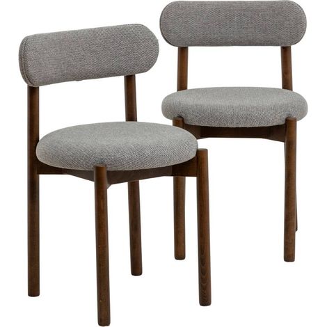 Chaise en bois de hêtre foncé et tissu Aline (lot de 2) (1/5)