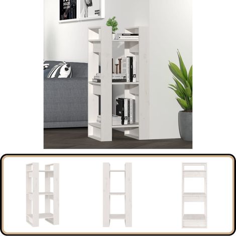 Bücherregal/Raumteiler Weiß 41x35x91 cm Massivholz Kiefer - Holzregal - Buche - Bücherregal Weiß - Regal Massiv