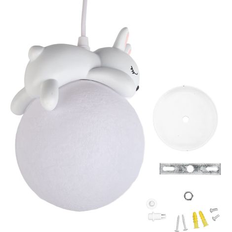 Lampe suspendue lapin en résine blanche Ortvai – design rétro mignon, idéale pour cuisine, chambre ou chevet, sans ampoule (1/5)