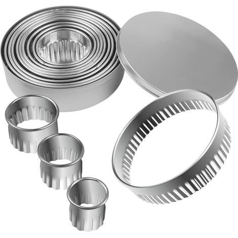 12 PièCes Mini Emporte-PièCe Rond Cannelé Ensemble Emporte-PièCes En Acier Inoxydable Cercle Emporte-PièCes Anneau Scone Cutter Pour PâTisserie Beignet Fondant Mousse Cuisson Bricolage GâTea (1/5)
