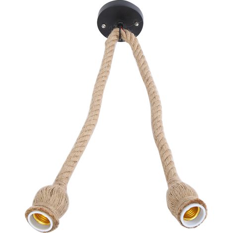 Douille E27, câble électrique en corde de chanvre de 1,5 m, support décoratif pour ampoule (deux douilles) (1/5)