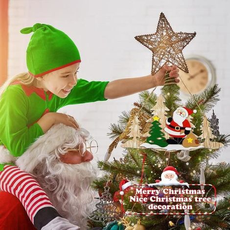 Ornements de Panneau en Bois - Décoration de Noël - Merry Christmas - 2pcs - Bois - Intérieur (1/4)