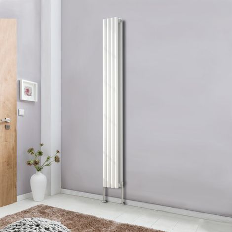 NRG Designer Radiator White Oval Column Central Heating Rads Vertical 1800x236mm Double