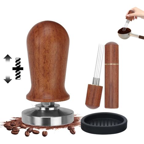 51-mm-3-in-1-Espresso-Set, 51-mm-Tamper mit Holzgriff Komplettes Set: 51-mm-Tamper, WDT, Silikonmatte für Heimkaffee (1/5)