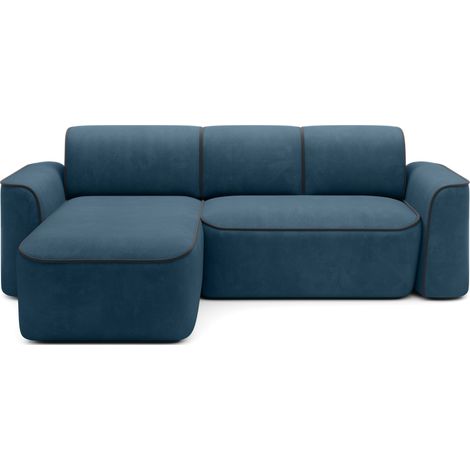 Canapé d'angle relax électrique en tissu DUMAS - Innovation bien-être angle gauche-Bleu foncé/Gris foncé-angle gauche (1/5)