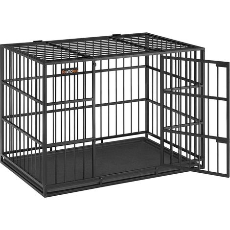 Trasportino per cani resistente box per animali domestici 107 x 70 x 75 cm per cani di taglia media e grande cuccia con tetto e vassoio rimovibili doppia porta nero 120004777