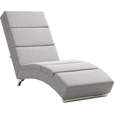 Fauteuil inclinable avec fonction chaise longue et méridienne, capitonné avec revêtement aspect lin, pieds en acier, couleur gris clair, idéal pour salon (1/5)