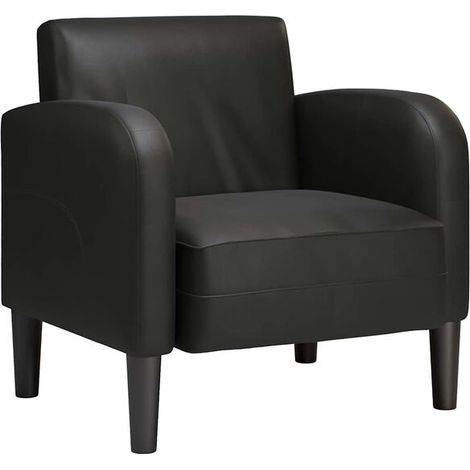 Fauteuil canapé en similicuir noir avec accoudoirs, hauteur 54 cm (1/5)