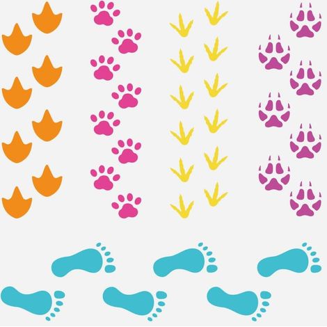 Pochoir de Peinture D'Empreintes de Personnes 30x30cm Pochoir pour Peindre des Animaux, des Canards, des Poulets, des Renards, des Pattes de Chat, Modèle de Dessin pour Décor Murale Sol (1/5)