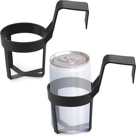 Lot de 2 porte-gobelets de voiture - Porte-bouteilles portable - En plastique - Multifonction - Noir (1/3)