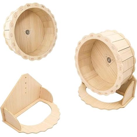 Roue d'exercice en bois de 23 cm - Jouet silencieux pour hamster (1/4)