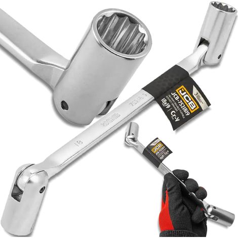 JCB Steckschlüssel 18-19 mm, doppelseitig, Chrom-Vanadium-Stahl, 12-kant