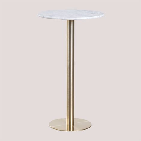 Mesa Alta de Bar Redonda en Mármol (Ø60 cm) Cosmopolitan SKLUM         Oro champagne    