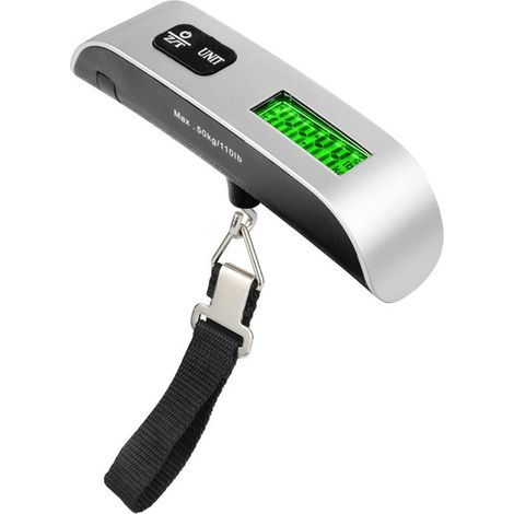 Balanza digital portátil, báscula digital LCD de tamaño mini para maleta, báscula electrónica para pesar, carga máxima 50 kg, para viajes, equipaje, familia. (1/5)