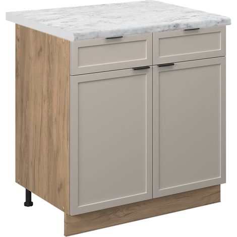 Schubunterschrank  Fame-Line, GrauBeige, 80 cm , AP Marmor, Vicco
