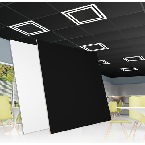 HEXIM Rasterdeckenplatten 62x62cm Deckenplatte PVC Deckenverkleidung Deckenpaneele Kunststoff Feuchtraum: YDB009 - schwarz, 1 Platte (1/5)
