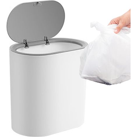 Bathroom Trash Can Slim Trash Can with Pressure Lid, Modern Bathroom Trash Bins, Decorative Small Trash Can for Bedroom, Home, Living Room, Kitchen (1/5)