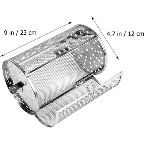 Panier à rôtisserie en acier inoxydable 12 x 23 cm, cage métallique rotative à 360° pour rôtir (1/4)