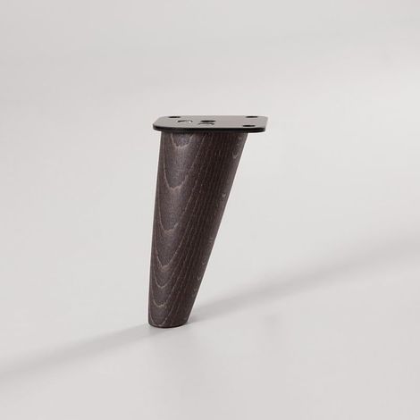 Pack 4 patas de madera de haya Capri 12 cm – Wengué – con placa de anclaje, tornillos y fieltros – para sofás y muebles