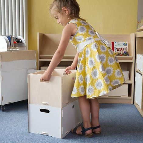 Unvarnished wooden crate without lid 39x29x22.5cm Stackable chest storage boxes, large containers for sorting and storing (1/4)