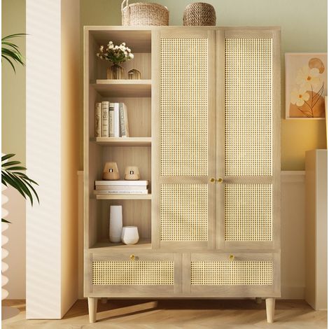 Armadio guardaroba 120x50x180 cm in MDF rovere, 2 ante e salvaspazio - CHICFURN (1/5)