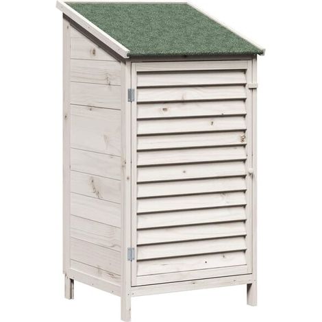 Chalet de jardin blanc, 59 x 56 x 113,5 cm, en bois de cèdre massif (1/5)