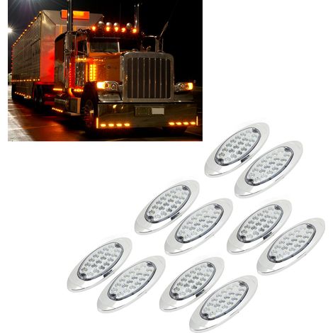 Phares de voiture/clignotants latéraux pour remorque 12-24 V 18 LED (MK-041) (vendus par lot de 10) (emballés sous film à bulles) Blanc (1/5)