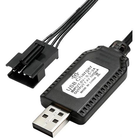 Cargador LiPo de 2 piezas，2S，7.4V，USB，cargador para coche，cargador USB，cable RC universal con conector SM-4P，carga rápida y segura para coche