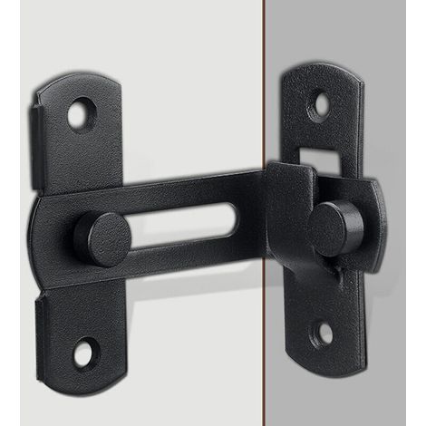 Ahlsen Verrou de Porte Coulissant Loquet de Porte à 90 Degré avec Vis Serrure de Porte Boucle de Verrouillage à Angle Droit, Finition Noir Mat en Acier Inoxydable (1/5)