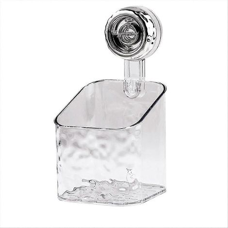 Drehbarer, wandmontierter Saugnapfhalter, graue, transparente Aufbewahrungsbox, Badezimmer-Organizer, 1 Stück (1/5)