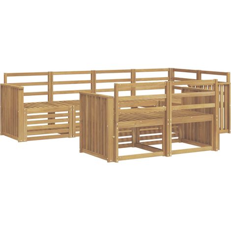 Outdoor Sofa Set 7 pcs White Solid Acacia Wood vidaXL (1/5)