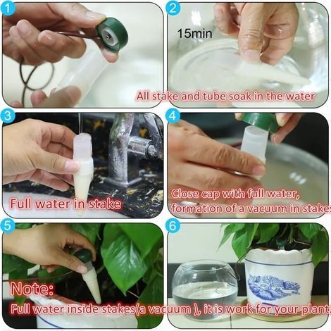 Automatisches Bewässerungssystem, automatische Tropfbewässerung mit langsamer Wasserabgabe für Zimmer- und Gartenpflanzen (16er-Packung) (1/4)