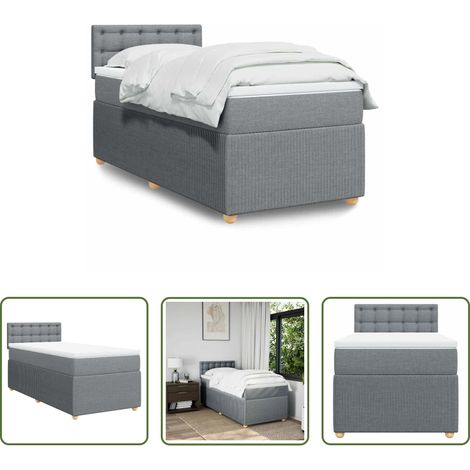Matratze -  Boxspringbett mit Matratze Hellgrau 100x200 cm Stoff (1/5)