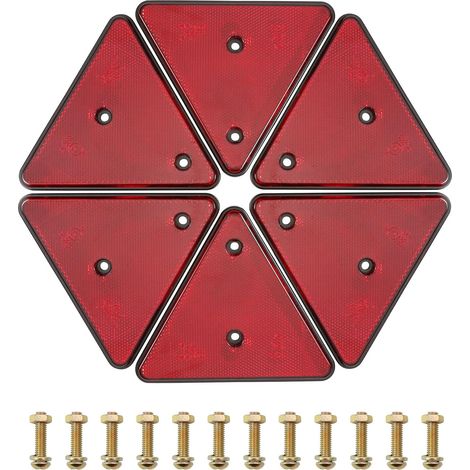 Rouge Catadioptre Triangle Remorque,Catadioptre Triangle pour Remorque,Réflecteur Triangle Homologué R3 Class IIIA,Réflecteur Triangle pour Voiture,Camion,Caravane,Tracteur (1/5)