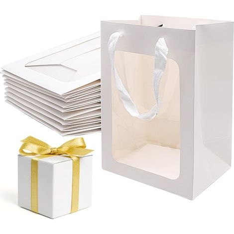 Kraft Paper Gift Bags with Window for Birthday Wedding Party Banquet Candy Biscuit (1/5)