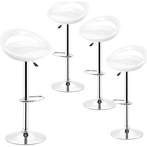 Set di 4 sgabelli da bar regolabili in plastica ABS bianca, altezza regolabile con manico 81-101 cm