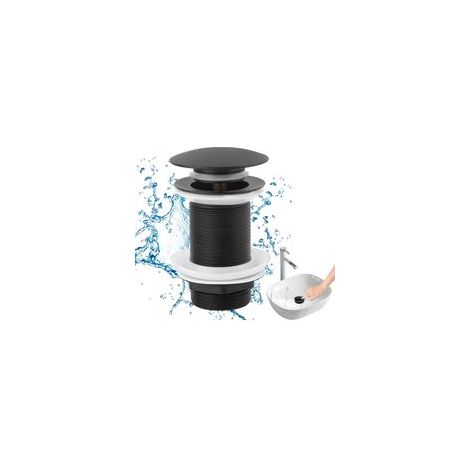 Bonde de Lavabo Noir sans Trop Plein, Bonde de Lavabo sans Trop Plein Universelle Normes-G 1 ¼ avec Joint Bonde Lavabo pour Vasque a Poser, pour Cuisines, Bain, Lavabo, Évier