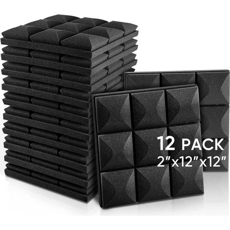 Lot de 12 panneaux de mousse acoustique, 30 x 30 x 5 cm, panneaux insonorisants, ignifuges et absorbant le bruit (sans adhésif) (1/5)