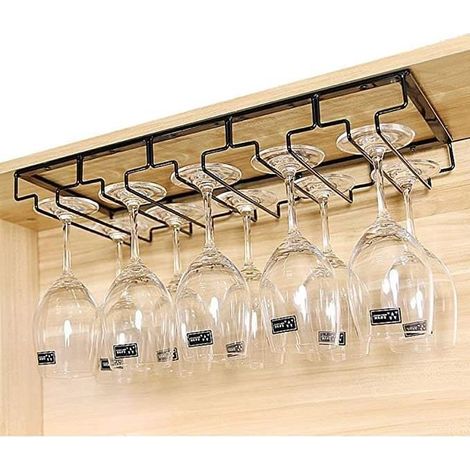 Porte-verres en acier inoxydable VIPITH, porte-verres à vin cinq rangées de 10 grandes tasses, adapté aux bars, cuisines, cafés (1/4)
